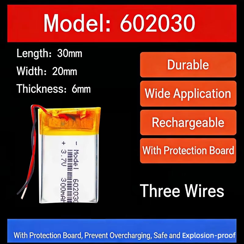 Watch Smartwatch - Batteria al Litio 3.7V 300mAh 602030,